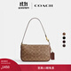 蔻馳（COACH）女士經(jīng)典標志PLAZA手袋單肩包老花拉鏈女包 B4/棕黃色 棕色