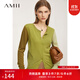 AMII女裝2025拼色毛衣外套新款針織開(kāi)衫莫蘭迪女裝打底上衣薄 橄欖綠 M 160/84A