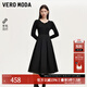 VEROMODA連衣裙女秋新款針織拼接百褶連衣裙赫本小黑裙優(yōu)雅百搭氣質(zhì) 黑色 M