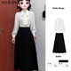 盛妙慈白色襯衫長(cháng)袖蝴蝶結職業(yè)面試正裝教師職場(chǎng)通勤黑色半身裙兩件套裝 白襯衫+半身裙【一套】 L 【112-125斤】