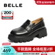 百麗（Belle）牛皮樂福鞋女商場款JK學(xué)院風(fēng)厚底小皮鞋百搭A(yù)5W1DCA4 黑色 36 (230mm)