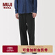 無(wú)印良品（MUJI） 男式橫豎彈力人字紋工裝褲男士長(cháng)褲子25年秋季男裝寬松休閑 黑色 L （175/88A）