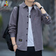 稻草人【純棉面料】工裝襯衫男士春秋季新款休閑長(cháng)袖襯衣上衣薄款外套男 深灰色【長(cháng)袖】 XL 【建議150斤左右】