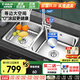 歐琳【國補立減15%】廚房水槽水盆不銹鋼洗菜盆洗碗池大雙槽洗菜池