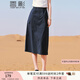 香影a字工裝半身裙女2025夏裝新款藏青中長(cháng)抽繩氣質(zhì)高腰開(kāi)叉裙子 藏青 M