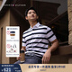 TOMMY HILFIGER【透氣舒適】夏季男珠地棉美式潮流寬條紋翻領(lǐng)短袖T恤POLOJA352 黑白條紋YCI L （推薦：150-165斤）