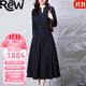 Rewi奢侈高檔品牌連衣裙女2025秋季新款法式長(cháng)袖收腰顯瘦V領(lǐng)洋氣裙子 丈青色 【高端禮盒】 M 【建議105斤以?xún)取? title=