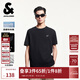 杰克·瓊斯（JACK&JONES）25年衣服男裝短袖t恤男士夏季【涼感】華夫格潮流法斗犬刺繡半袖 E40黑色 常規 L