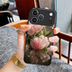 品盟 適用于蘋果17/16promax手機殼時尚潮牌水晶彩繪花卉玻璃硬殼iPhone15/14/13保護套ins風后殼 粉色水晶花 蘋果14promax