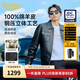 卡賓（CABBEEN）【明星同款】羊皮革真皮夾克男2025秋冬新款工裝翻領(lǐng)機車(chē)皮衣外套 煤黑色01 L /175/50