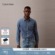 Calvin KleinJeans25春夏男士經(jīng)典美式復古ck貼袋翻領(lǐng)純棉牛仔襯衫40EM774 WHZ-牛仔藍 L