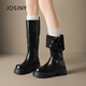 卓詩(shī)尼2026秋季新款高筒騎士靴女英倫風(fēng)皮帶扣顯瘦廢土風(fēng)一鞋兩穿 黑色【常規四季款】 38