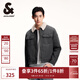 杰克·瓊斯（JACK&JONES）秋季休閑仿羊羔毛翻領(lǐng)字母刺繡拉鏈夾克棉服厚外套男裝224457002 A17中灰牛仔 M 175