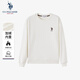 U.S. POLO ASSN.衛衣男加絨秋冬保暖重磅長(cháng)袖t恤男士寬松休閑上衣男裝 純白色 L