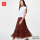 優(yōu)衣庫女裝雪紡長(cháng)裙/層疊顯瘦半身裙裙子479011 37 栗色 L /160/72A