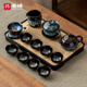 豪峰2025新款整套窯變自動(dòng)茶具套裝茶壺茶杯實(shí)木茶盤(pán)家用送伴手禮物