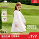 英氏女童裙子夏季透氣網(wǎng)紗女寶白色公主裙中大童裙子2025新款 白色 140 cm
