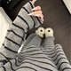 南木熊睡衣女秋冬德絨家居服套裝韓版條紋圓領(lǐng)長(cháng)袖保暖打底衫女可外穿 條紋睡衣L碼【100-120斤】