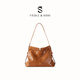 FIEDLE&SISSI竹節hobo包植鞣牛皮單肩斜挎女包大容量托特包生日禮物 橡木棕
