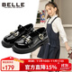 百麗童鞋25年春秋兒童皮鞋女童演出單鞋返校學(xué)生鞋 黑色35碼