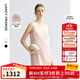 朗姿2025夏季新款無(wú)袖圓領(lǐng)連衣裙女直筒重工釘珠優(yōu)雅通勤都市裙子 淡粉色 S