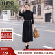 絲柏舍氣質(zhì)連衣裙2025秋裝新款女裝開(kāi)叉長(cháng)袖立領(lǐng)顯瘦中長(cháng)裙