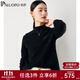 帕羅（PALUOPO）秋冬新款100%山羊絨半高領(lǐng)毛衣女假口袋套頭打底衫內搭 黑色 L 105