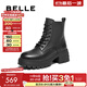 百麗（Belle）羊皮厚底增高馬丁靴女商場(chǎng)款戶(hù)外短靴3N140DD4預售 黑色-單里 36 (230mm)