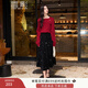 香影復古黑色絲絨半身裙女2025秋季新款氣質(zhì)燙鉆裙子顯瘦高腰長(cháng)裙 黑色 S