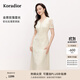 珂萊蒂爾【明星同款 玫瑰裙】2025夏新款氣質(zhì)優(yōu)雅蕾絲透氣V領(lǐng)連衣裙女 淡橙黃 L