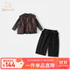 班喜迪女童套裝秋裝2025新款時(shí)髦洋氣童裝兒童秋冬季衣服寶寶公主三件套 紫紅 90