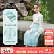英氏（YEEHOO）兒童漢服女童馬面裙中大童裝中式國風雪紡半身中秋裙子 藍色 130