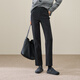 ESE-Y逸陽(yáng)冬季加絨小直筒褲女2025年高腰顯瘦彈力修身煙管窄版小黑褲子 黑色 29
