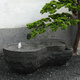 萬(wàn)益宏天然黑山石水缽噴泉石缽戶(hù)外造景室內石雕流水擺件水盆涌泉景觀(guān)石 T款長(cháng)1.2米