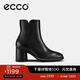 愛(ài)步（ECCO）靴子女 鞋子女時(shí)尚通勤牛皮短靴粗中跟女靴 雕塑222613 黑色22261301001 37