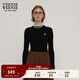 Teenie Weenie【可機洗】小熊秋季慵懶風(fēng)綿羊毛針織衫毛衣修身打底 黑色 S 160