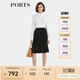 PORTS寶姿女裝2024春夏新款經(jīng)典時(shí)尚通勤蕾絲拼接三醋酸半身裙 黑色 XS (2)