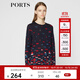 PORTS寶姿 秋冬新品女裝色塊拼接撞色毛針織衫LA9K508JKW001 丈青混色 XS