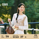 森馬長(cháng)袖襯衫女大翻領(lǐng)雪紡襯衣短背心俏皮可愛(ài)春季寬松兩件套氣質(zhì) 咖白色調00451 M