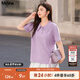 MsShe大碼女裝2025新款夏裝【珠地棉】休閑氣質(zhì)polo領(lǐng)短袖T恤 桔梗紫色現貨 5XL
