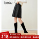 百圖betu女裝冬季新款半身裙高腰小個(gè)子毛呢格紋半裙女2311T83 深灰 M