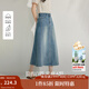 茵曼【萊賽爾】復古牛仔半身裙2025夏季新款高腰顯瘦a字中長(cháng)牛仔裙 牛仔藍 M