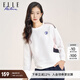 ELLE ACTIVE休閑圓領(lǐng)衛衣女裝秋季時(shí)尚百搭拼色運動(dòng)減齡薄款舒適透氣套頭衫 白色 L