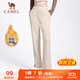 駱駝（CAMEL）加絨衛褲女休閑可調節褲腳針織運動(dòng)褲 Y23CY0L5013 米杏色 M
