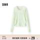 森馬（Semir）長(zhǎng)袖T恤女設(shè)計(jì)感滿印修身疊穿2025春季薄透網(wǎng)紗上衣109125101007