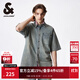 杰克·瓊斯（JACK&JONES）夏季新款百搭寬松翻領(lǐng)潮流舒適百搭中藍牛仔襯衫短袖225259006裝 E39中藍牛仔 M