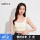 三福女秋季華夫格寬肩背心 固定杯美背抹胸法式外穿內搭500164 米白 L