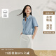 茵曼薄款全棉刺繡牛仔襯衣夏季女裝休閑寬松短袖上衣開(kāi)衫 牛仔藍 S
