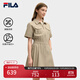 FILA 斐樂(lè )官方女裝梭織工裝連衣裙2025夏季新款時(shí)尚涼感防曬收腰裙子 荒草卡其-LK L 170/88A/L