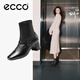 愛(ài)步（ECCO）靴子女 時(shí)尚潮流百搭女靴羊皮輕奢粗跟短靴女 型塑290973 黑色29097351052 36
